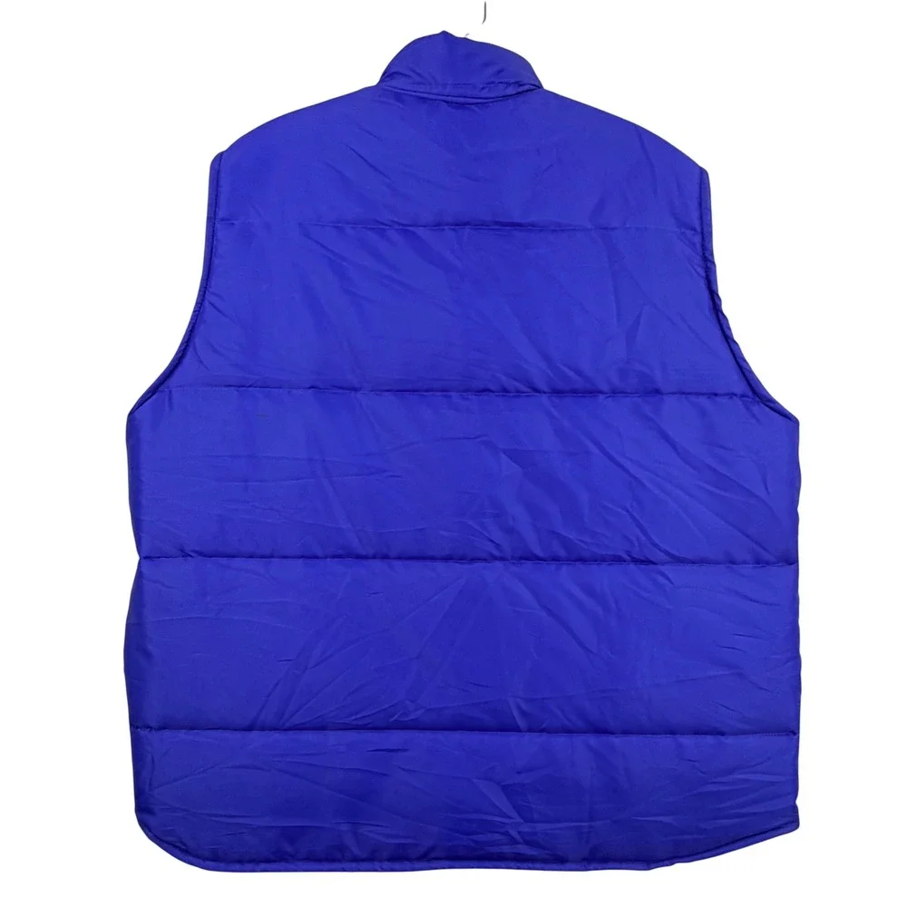 OXY Puffer Vest Men Large Royal Blue Nylon Quilted Snap Oil & Gas Vintage